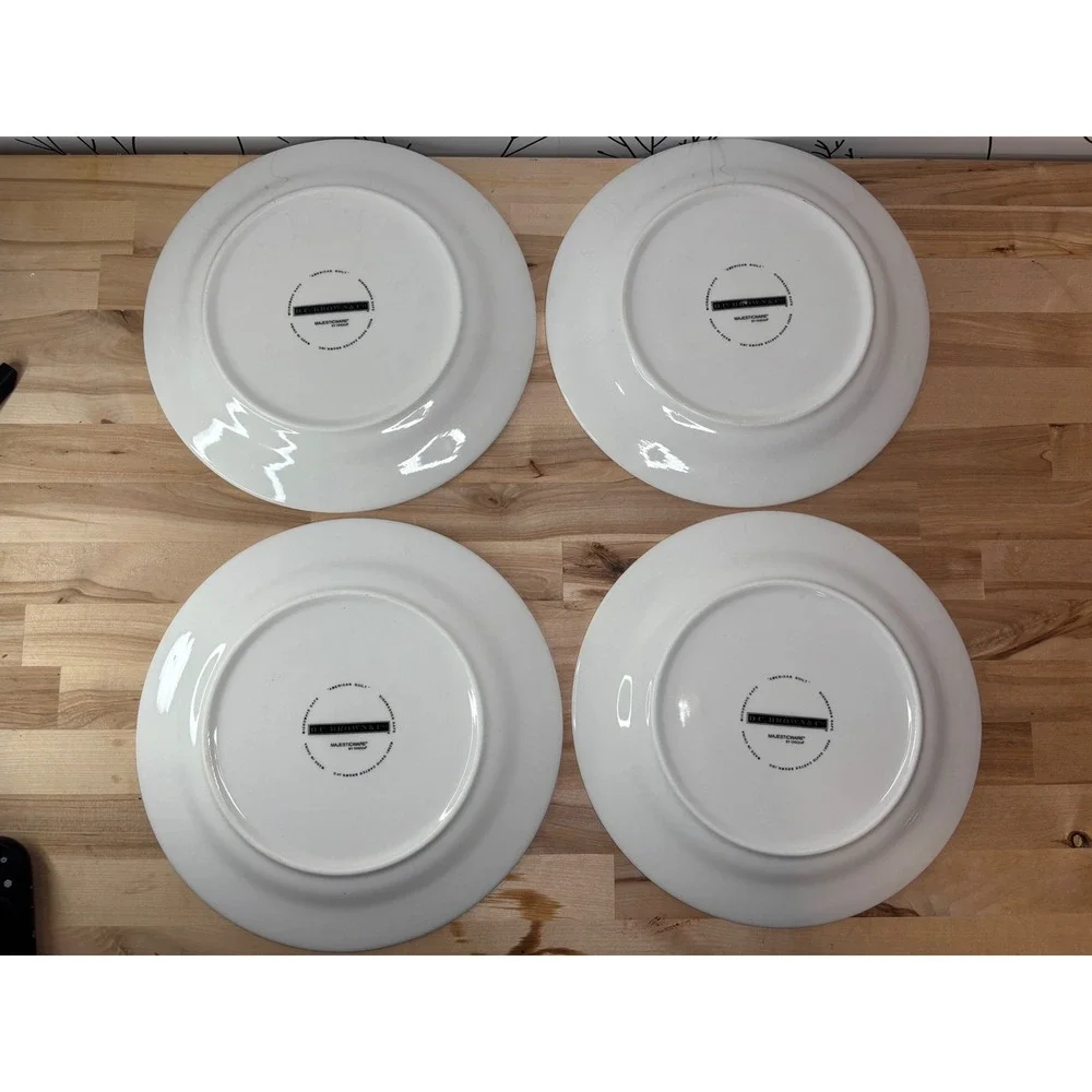 Oneida DC Brown American Quilt Dinner Plates Set of 4 Americana Patriotic 10.5